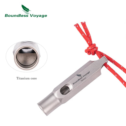 Boundless Voyage 120dB Titanium Whistle Emergency Survival Safety Whistle with Lanyard Loud for Outdoor Camping Coaches Training Ti9015O