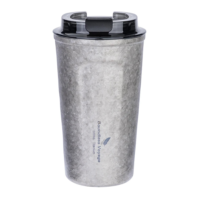 Boundless Voyage 380ml / 500ml Titanium Travel Coffee Tea Drinking Cup Double Wall Vacuum Insulated Water Mug Thermos with Lid Ti3235D/Ti3235A