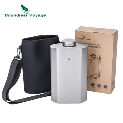 Boundless Voyage 2.5L Titanium Water Bottle Big Capacity Sports Water Bottle Ultralight Leakproof Drinkware for Outdoor Camp Ti3004D