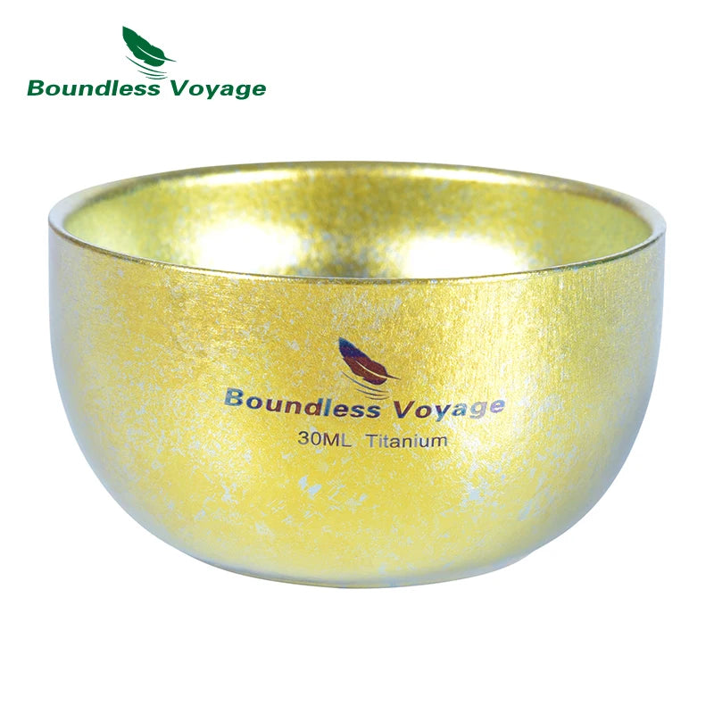 Boundless Voyage Titanium Ice Flower Cup – 30ml, Double-Wall, Unique Crystallized Texture, 4 Colors Ti3082D