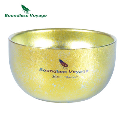 Boundless Voyage Titanium Ice Flower Cup – 30ml, Double-Wall, Unique Crystallized Texture, 4 Colors Ti3082D