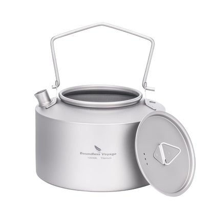 Boundless Voyage 1L Titanium Kettle Ultralight Camping Tea Coffee Pot for Campfire & Stove Backpacking Hiking Outdoor Travel Ti3099D