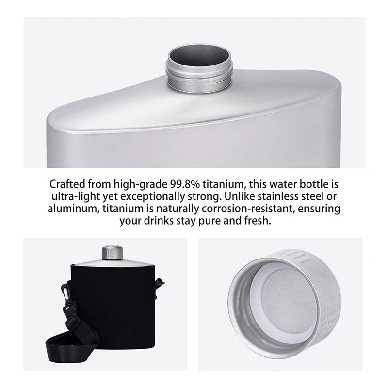 Boundless Voyage Titanium Flask 1.4L Water Bottle Leak-Proof Anti-Slip Cap Ultra-Lightweight & Durable for Camping Hiking Travel Ti3008D