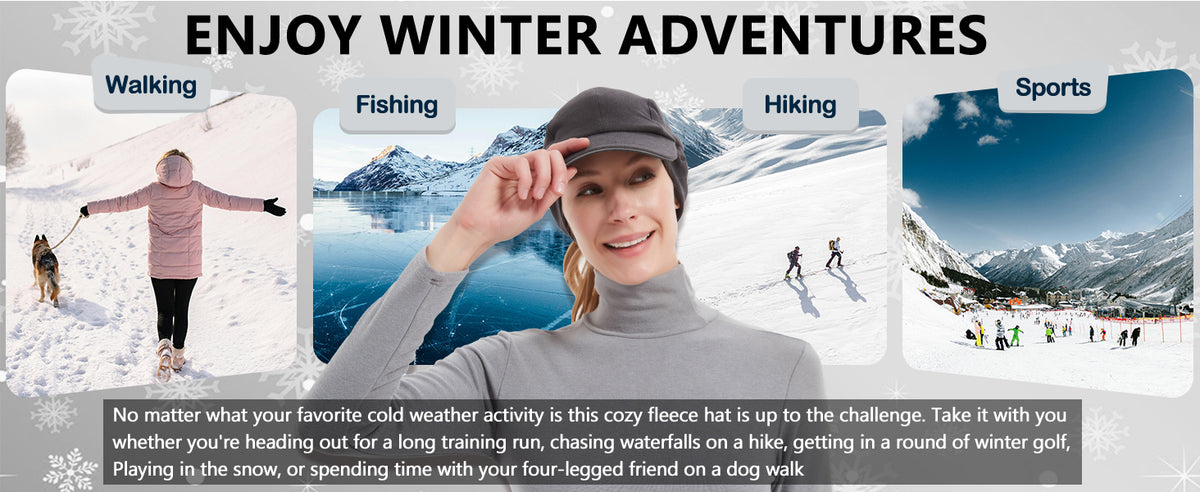 GADIEMKENSD Women's Winter Running Hat – Reflective Ponytail, Fleece Lined for Cold Weather