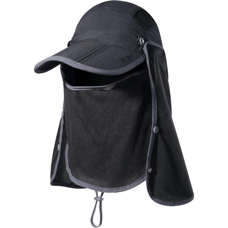 Foldable Fishing Cap with Neck Flap, UPF 50+ Sun Protection, Windproof, Removable Design, Multi-Level Adjustment