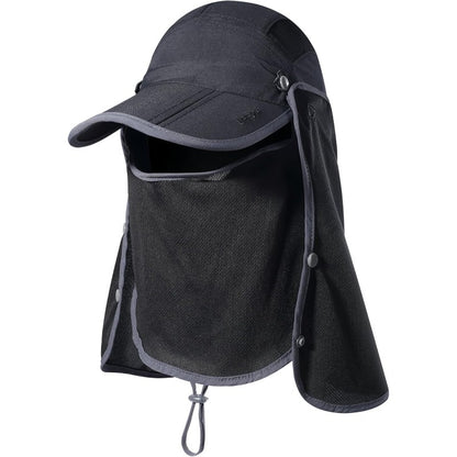 Foldable Fishing Cap with Neck Flap, UPF 50+ Sun Protection, Windproof, Removable Design, Multi-Level Adjustment