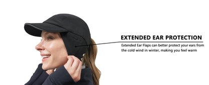 GADIEMKENSD Women's Winter Running Hat – Reflective Ponytail, Fleece Lined for Cold Weather