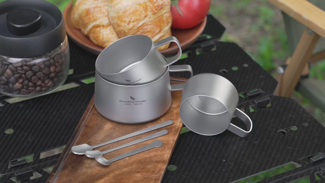 Titanium Coffee Mug Set with Spoon