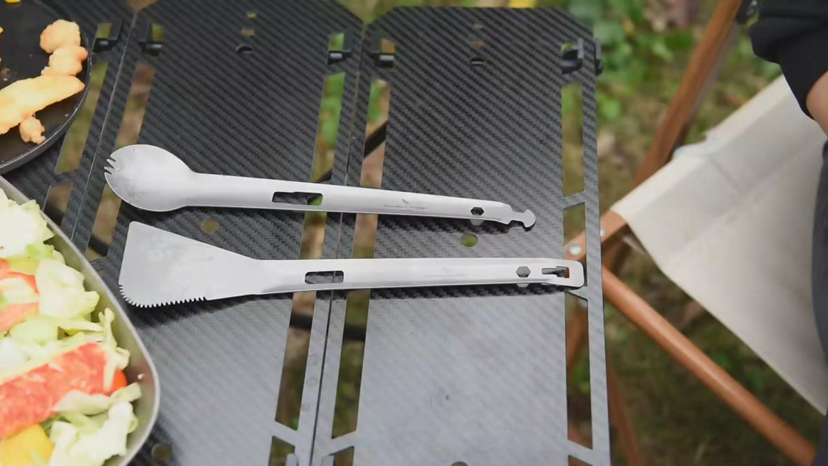 Titanium Alloy Multi Tong Spork Shovel Spatula All-In-One