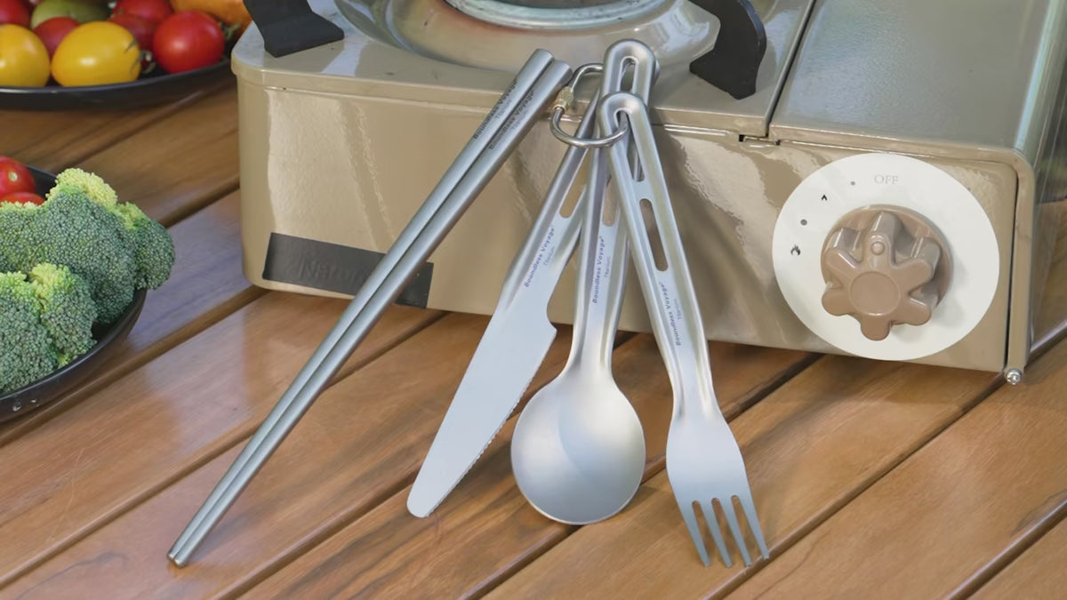 4-Piece Titanium Cutlery Set with Chopsticks