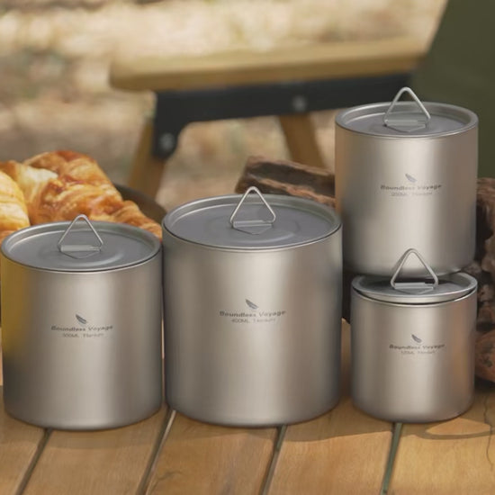 4-Piece Titanium Cup Set with Lids
