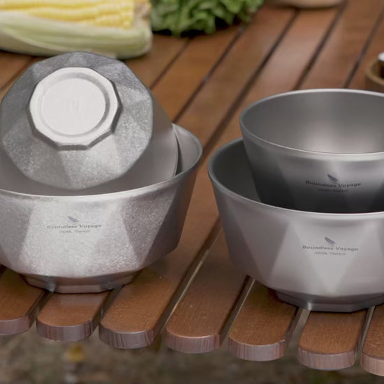 Titanium Bowl Set with Diamond Texture