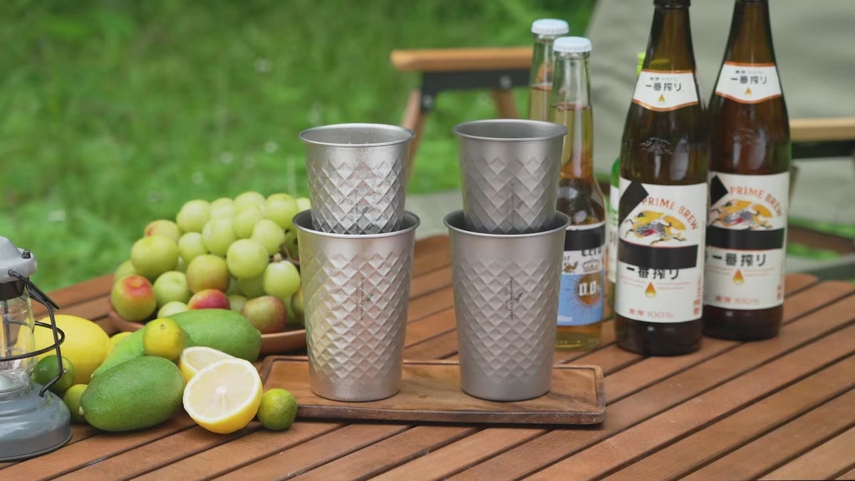 Titanium Cup Set with Diamond Hammer Texture