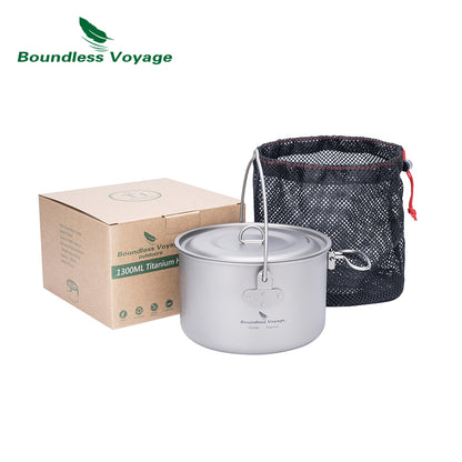 Boundless Voyage 3-Piece Titanium Hanging Camping Pot Set Ti2045C