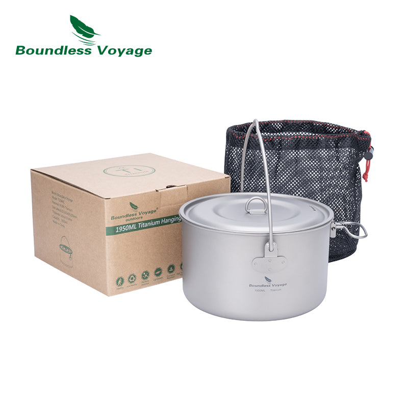 Boundless Voyage 3-Piece Titanium Hanging Camping Pot Set Ti2045C