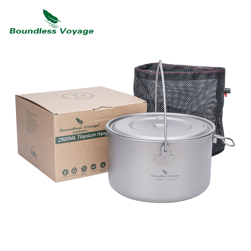 Boundless Voyage 3-Piece Titanium Hanging Camping Pot Set Ti2045C